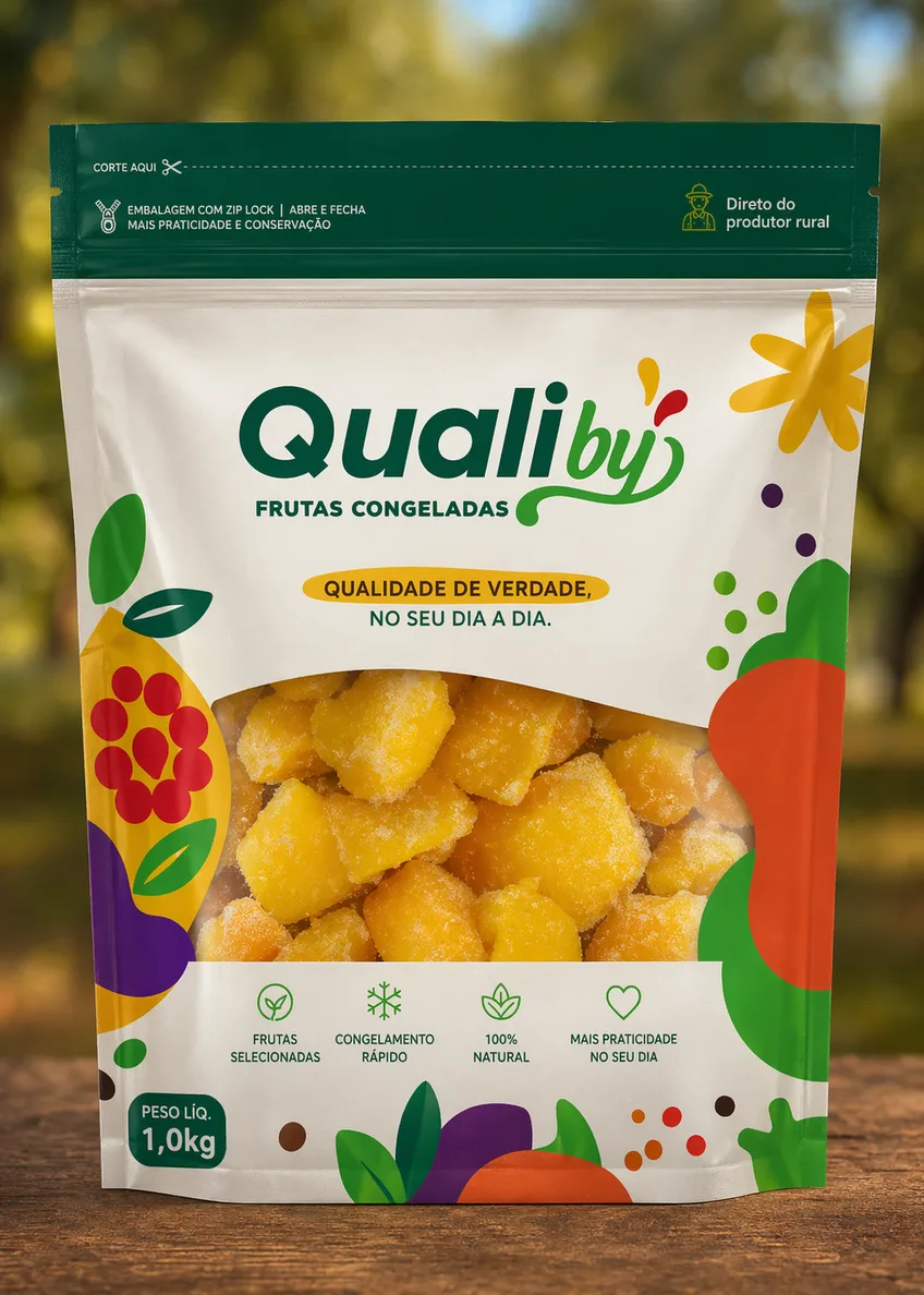 Pacote de 1kg de manga congelada Qualiby